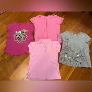Place Girls Pink and Gray Mix Graphic & Polo Tops